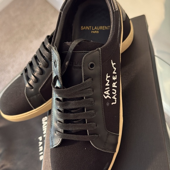 Saint Laurent Black Sneakers with Tan Accents - Picture 1 of 5